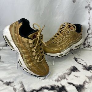 Nike Air Max 95 QS Metallic Gold Sneakers Black Accents and Sole 814914-700